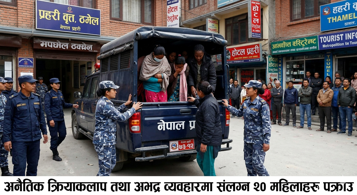 ठमेलमा अनैतिक क्रियाकलापमा संलग्न २० जना महिलाहरू पक्राउ