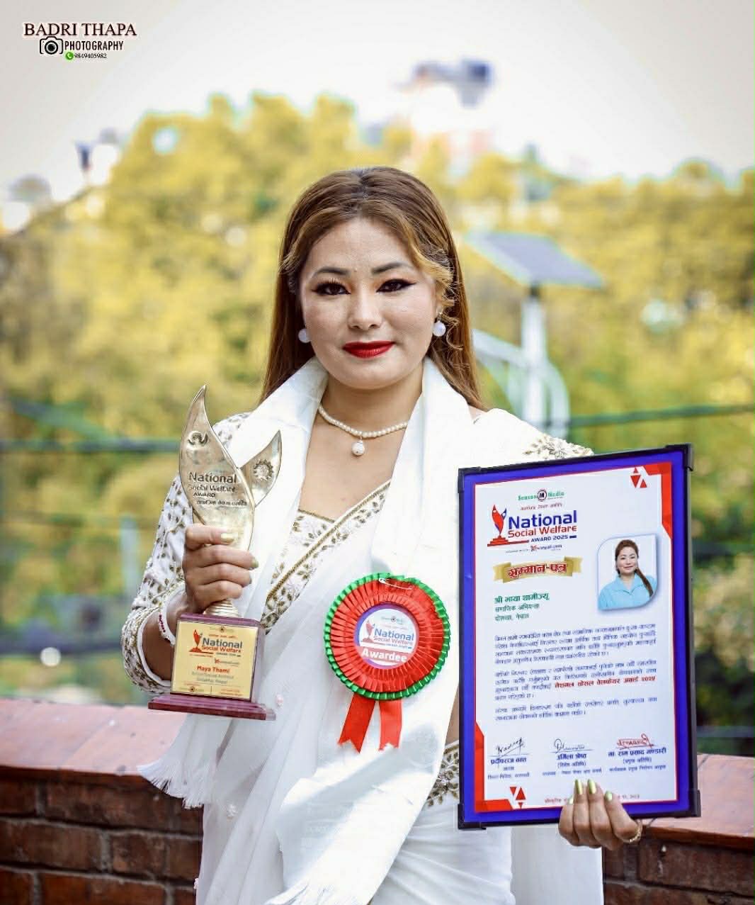 अन्तर्राष्ट्रियस्तरमा चम्किइन् माया थामी : National Social Welfare Award 2025 प्राप्त