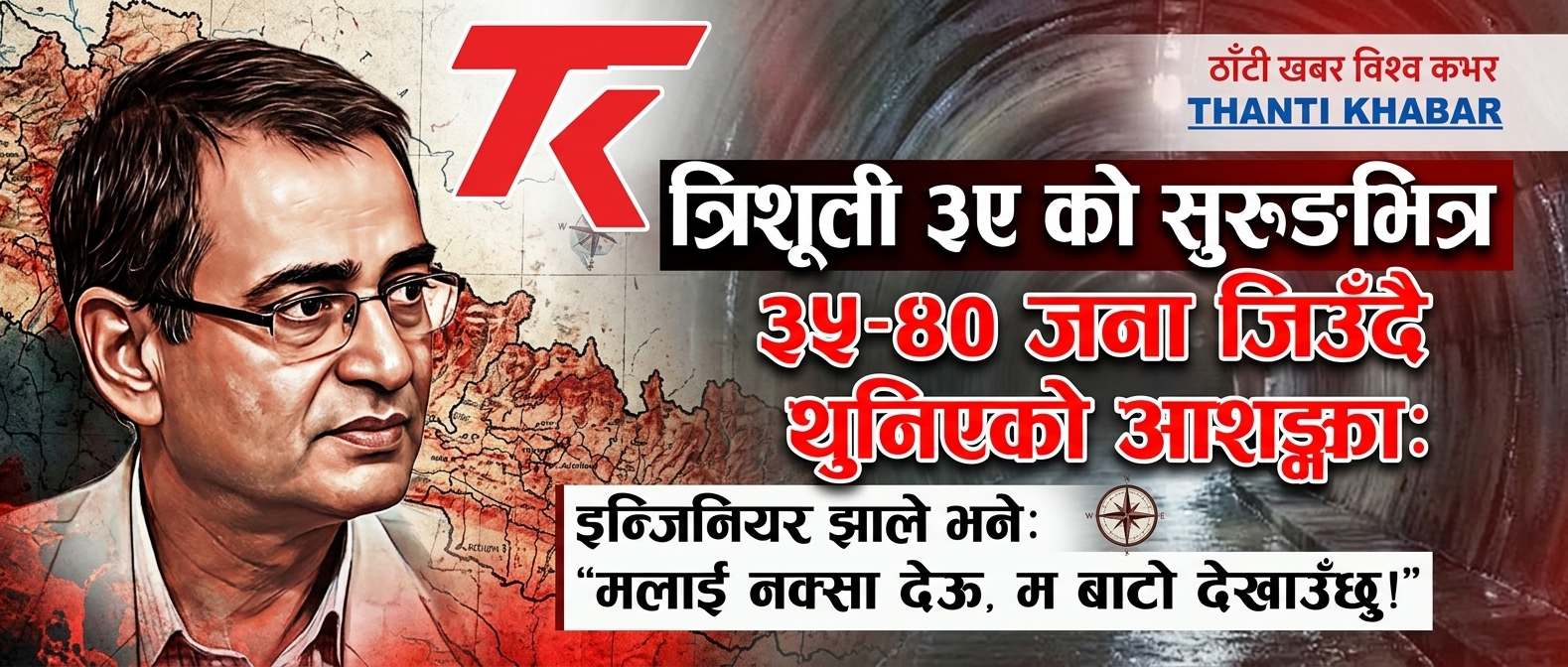 त्रिशूली ३ए को सुरुङभित्र ३५-४० जना जिउँदै थुनिएको आशङ्का: “मलाई नक्सा देऊ, म बाटो देखाउँछु” — इन्जिनियर अम्बिकेश झा