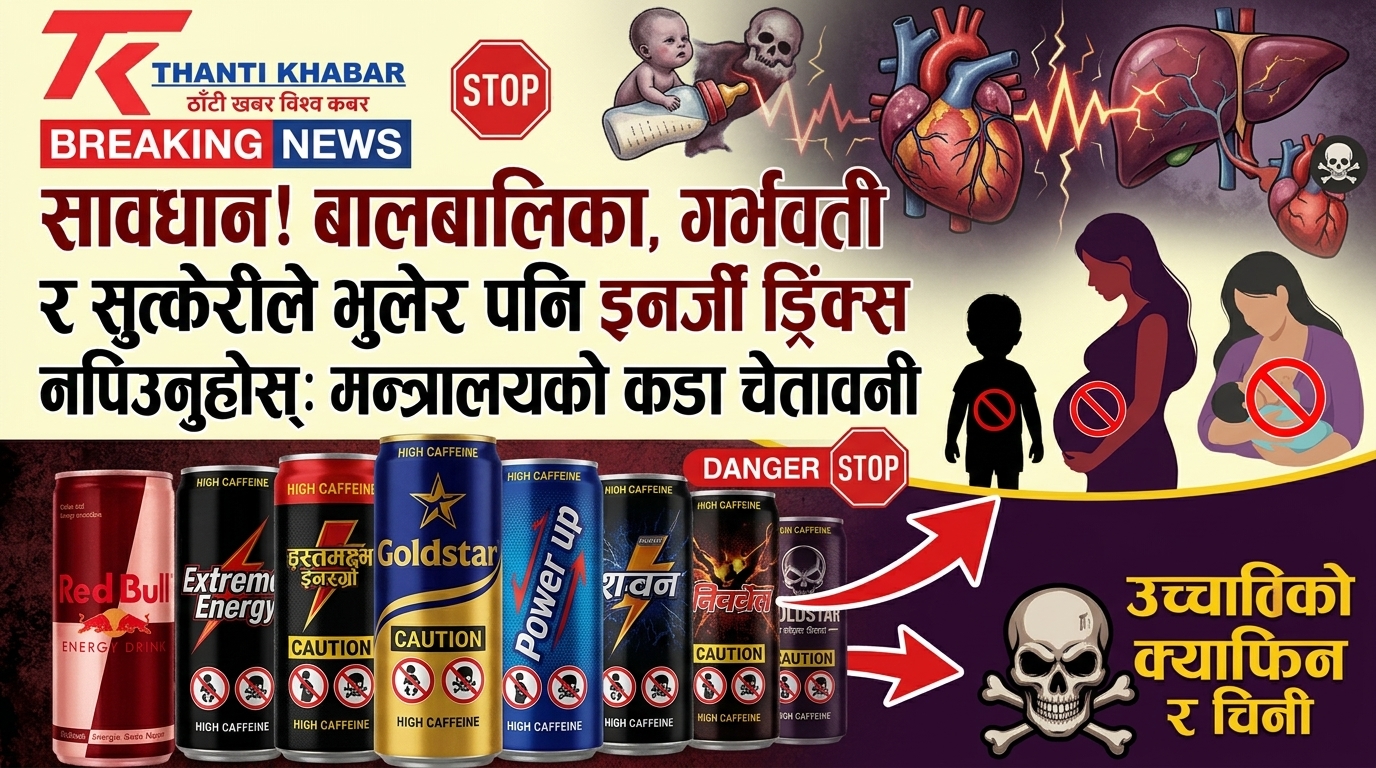 सावधान! बालबालिका, गर्भवती र सुत्केरीले भुलेर पनि इनर्जी ड्रिंक्स नपिउनुहोस्: मन्त्रालयको कडा चेतावनी